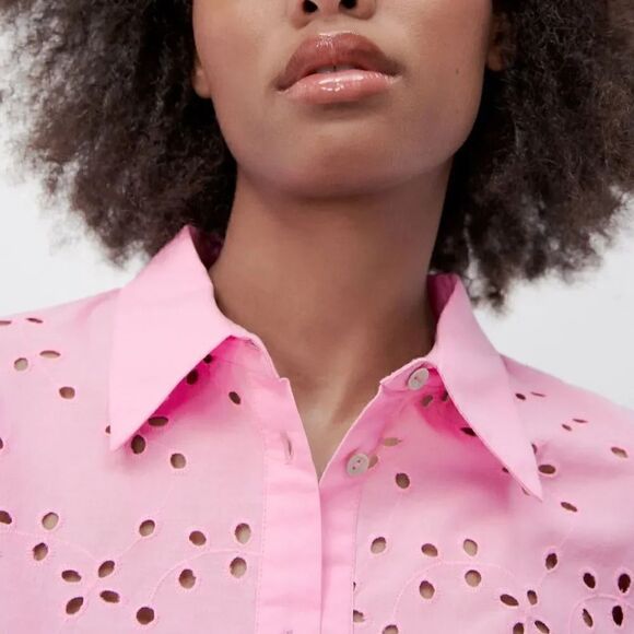 ZARA OPENWORK EMBROIDERY SHIRT - Picture 9 of 12